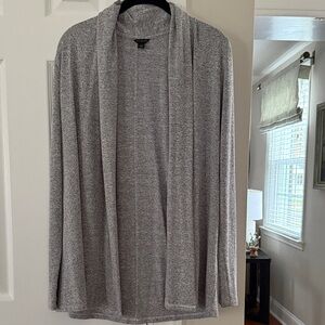 Ann Taylor Heather Gray Open-Front Cardigan